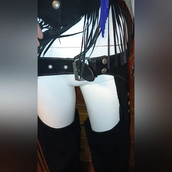 Freedom Riding Company Black And Blue Pure Leather Vest, Jacket And Chaps. - Picture 2 of 16
